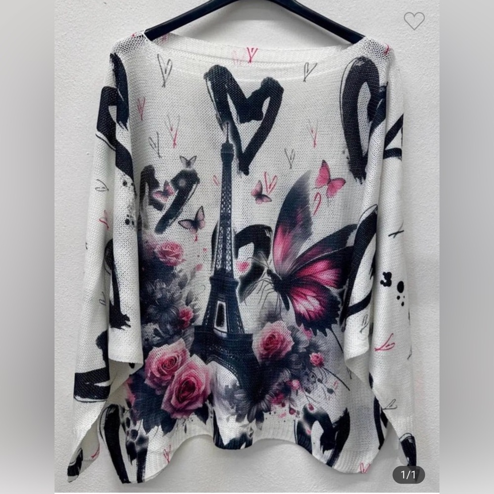 S19. Made in Italy Parisian Sweater with Eiffel Tower and Butterfly
